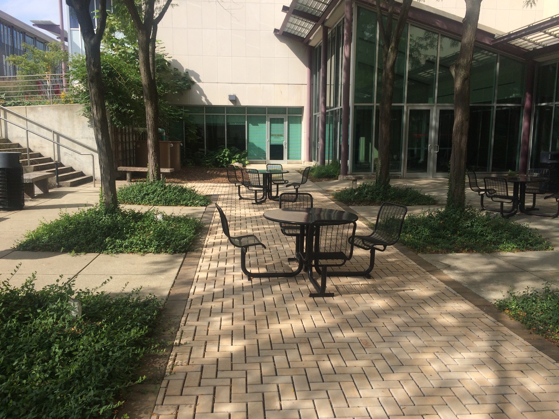 Permeable paver plaza with greenery